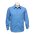  SH816 - Mens Micro Check Long Sleeve Shirt - Mid Blue